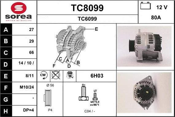 SNRA TC8099 - Генератор autosila-amz.com