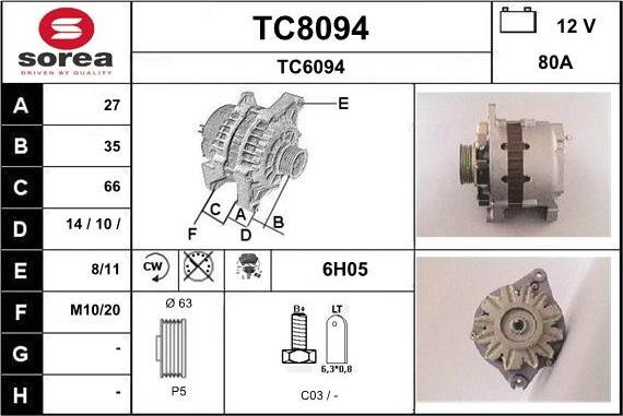 SNRA TC8094 - Генератор autosila-amz.com