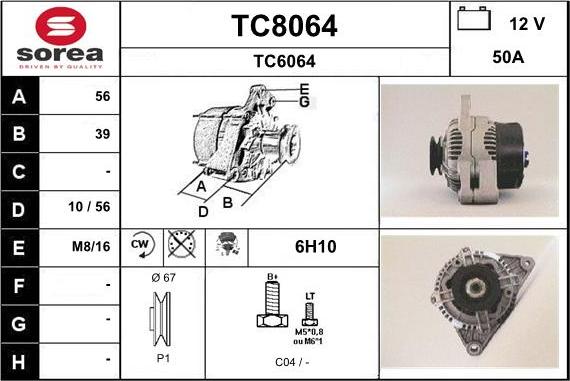 SNRA TC8064 - Генератор autosila-amz.com