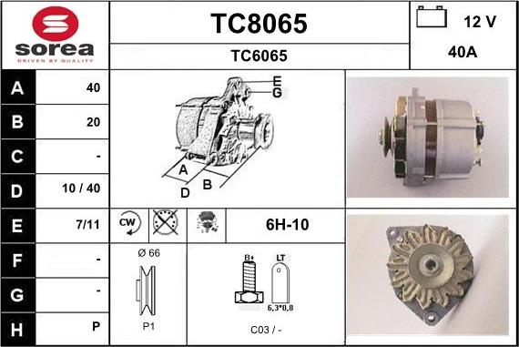 SNRA TC8065 - Генератор autosila-amz.com