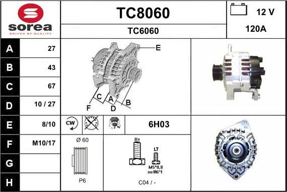 SNRA TC8060 - Генератор autosila-amz.com