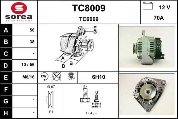 SNRA TC8009 - Генератор autosila-amz.com