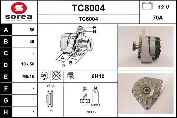 SNRA TC8004 - Генератор autosila-amz.com