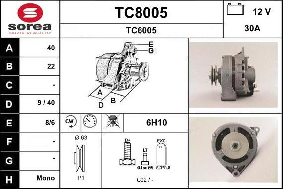 SNRA TC8005 - Генератор autosila-amz.com