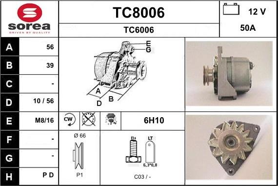 SNRA TC8006 - Генератор autosila-amz.com
