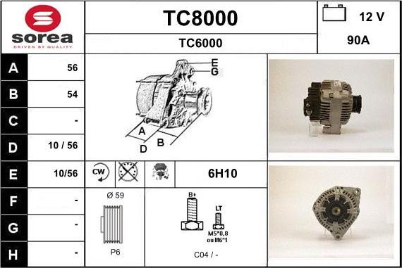 SNRA TC8000 - Генератор autosila-amz.com