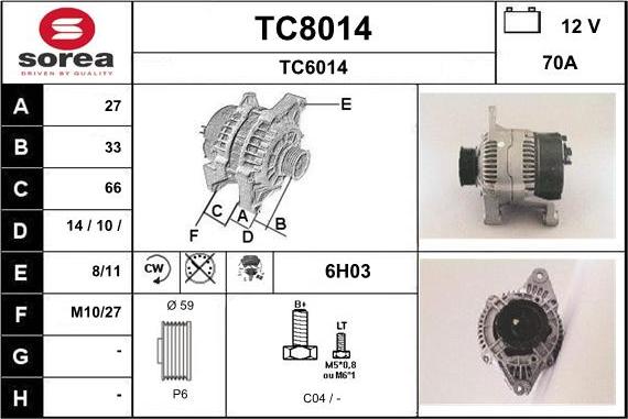 SNRA TC8014 - Генератор autosila-amz.com