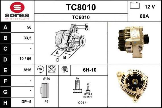 SNRA TC8010 - Генератор autosila-amz.com