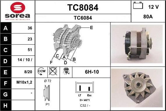 SNRA TC8084 - Генератор autosila-amz.com