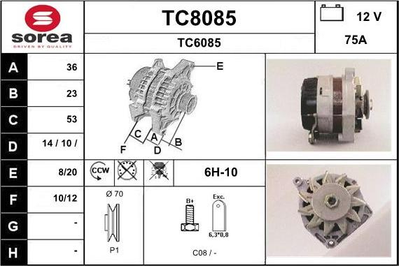 SNRA TC8085 - Генератор autosila-amz.com