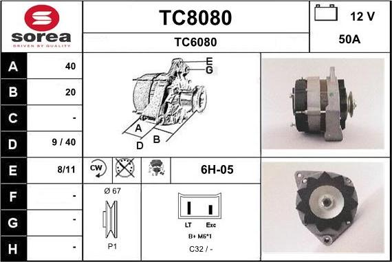 SNRA TC8080 - Генератор autosila-amz.com