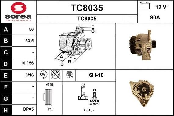 SNRA TC8035 - Генератор autosila-amz.com