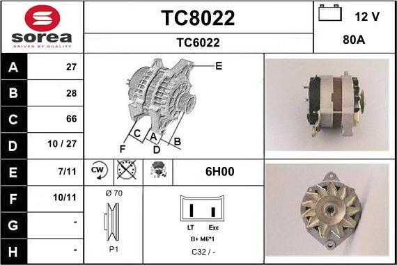 SNRA TC8022 - Генератор autosila-amz.com