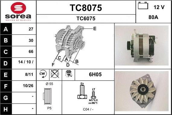 SNRA TC8075 - Генератор autosila-amz.com