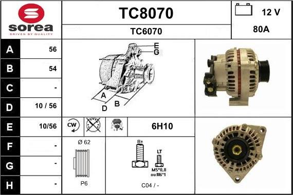 SNRA TC8070 - Генератор autosila-amz.com