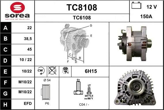 SNRA TC8108 - Генератор autosila-amz.com