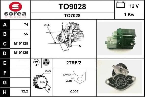 SNRA TO9028 - Стартер autosila-amz.com