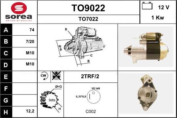 SNRA TO9022 - Стартер autosila-amz.com