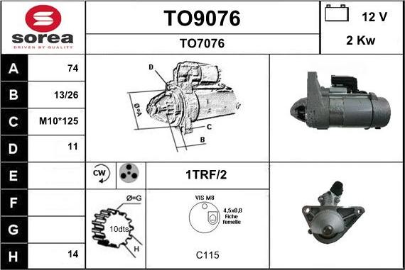 SNRA TO9076 - Стартер autosila-amz.com