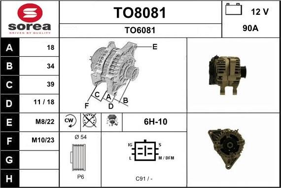 SNRA TO8081 - Генератор autosila-amz.com