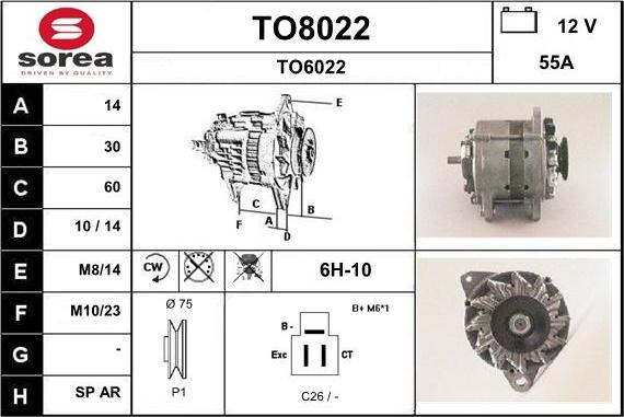 SNRA TO8022 - Генератор autosila-amz.com