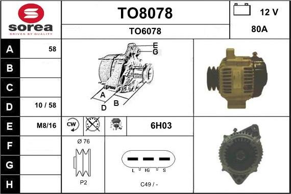 SNRA TO8078 - Генератор autosila-amz.com