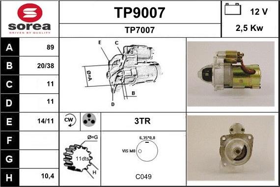 SNRA TP9007 - Стартер autosila-amz.com