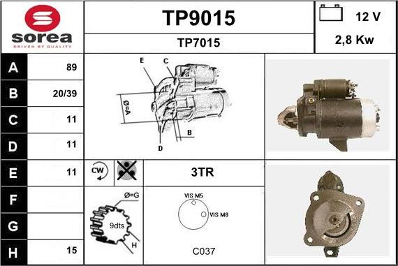 SNRA TP9015 - Стартер autosila-amz.com