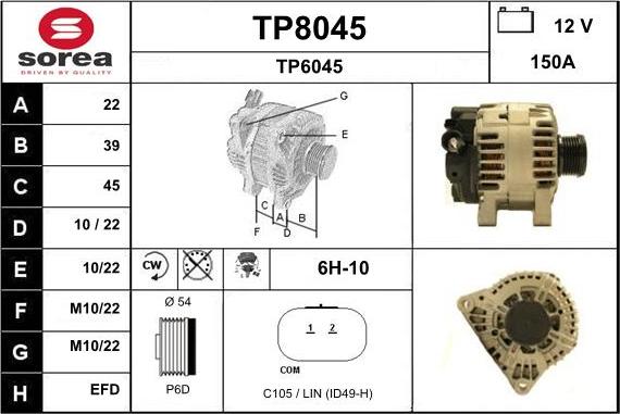 SNRA TP8045 - Генератор autosila-amz.com