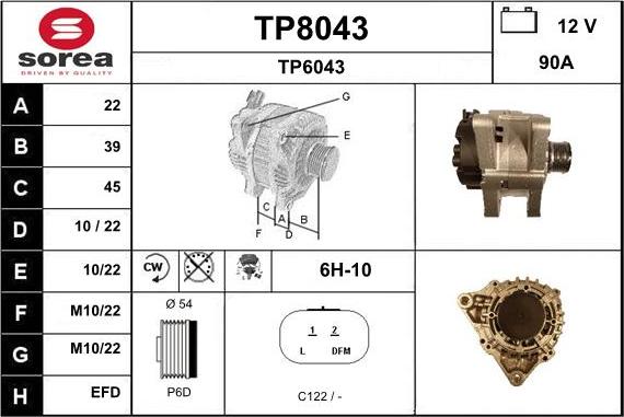 SNRA TP8043 - Генератор autosila-amz.com