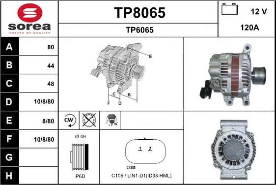 SNRA TP8065 - Генератор autosila-amz.com