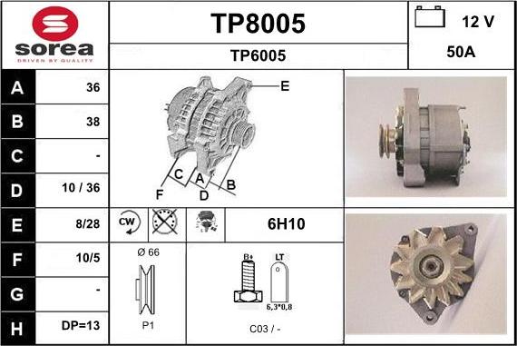 SNRA TP8005 - Генератор autosila-amz.com