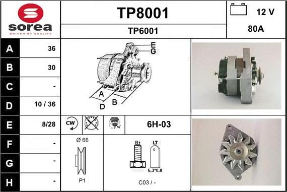 SNRA TP8001 - Генератор autosila-amz.com