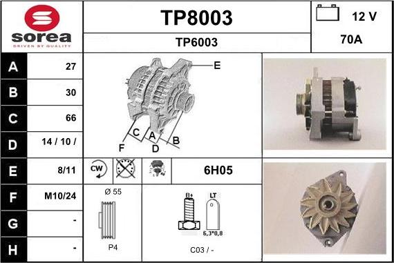 SNRA TP8003 - Генератор autosila-amz.com