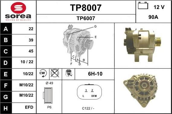 SNRA TP8007 - Генератор autosila-amz.com