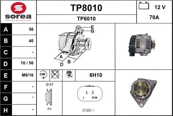 SNRA TP8010 - Генератор autosila-amz.com