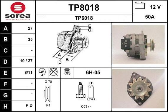 SNRA TP8018 - Генератор autosila-amz.com