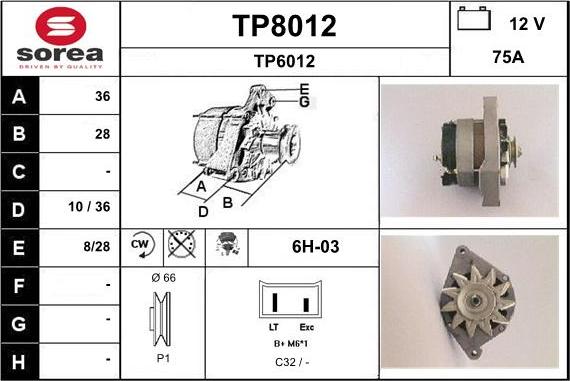 SNRA TP8012 - Генератор autosila-amz.com