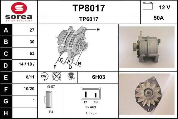 SNRA TP8017 - Генератор autosila-amz.com