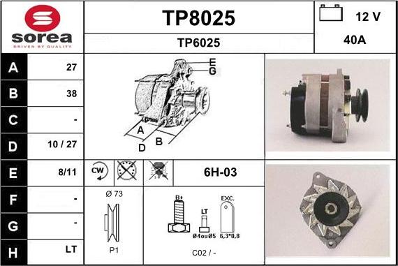SNRA TP8025 - Генератор autosila-amz.com