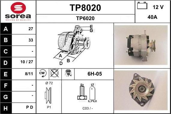 SNRA TP8020 - Генератор autosila-amz.com