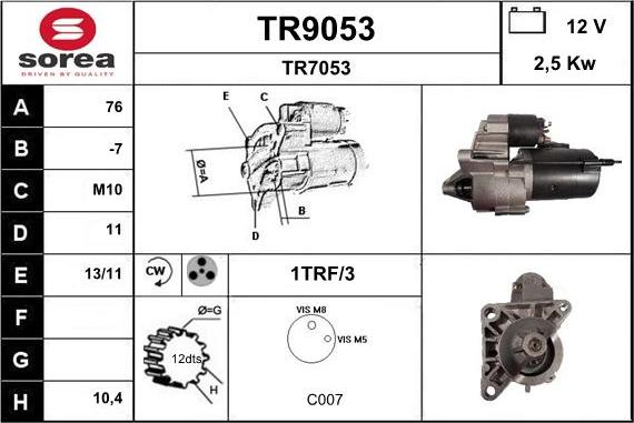 SNRA TR9053 - Стартер autosila-amz.com