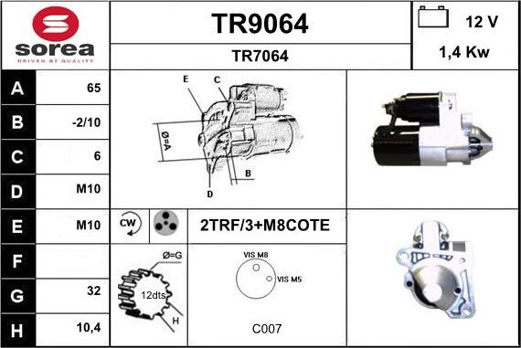 SNRA TR9064 - Стартер autosila-amz.com