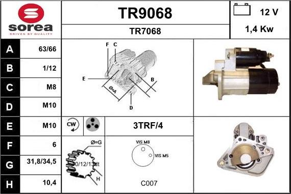 SNRA TR9068 - Стартер autosila-amz.com