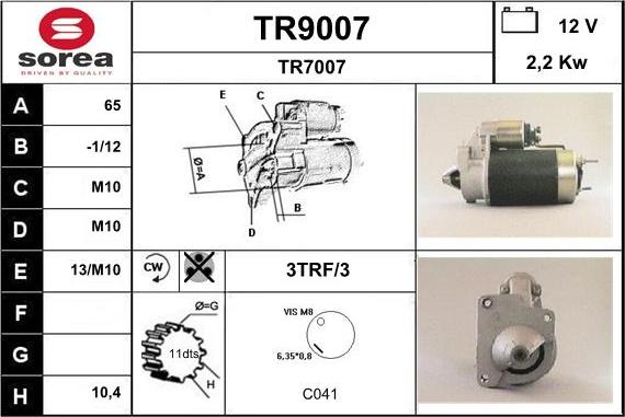 SNRA TR9007 - Стартер autosila-amz.com