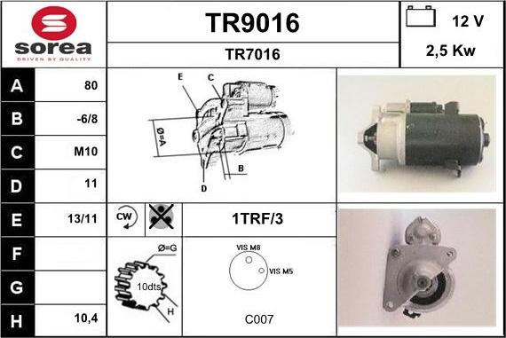 SNRA TR9016 - Стартер autosila-amz.com