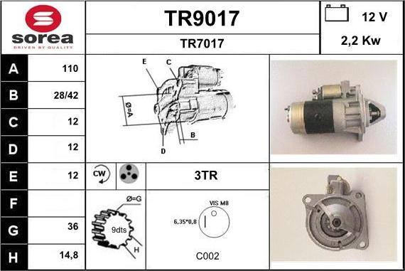 SNRA TR9017 - Стартер autosila-amz.com