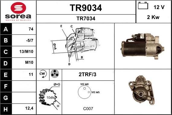 SNRA TR9034 - Стартер autosila-amz.com