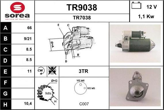 SNRA TR9038 - Стартер autosila-amz.com