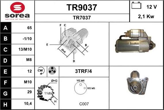 SNRA TR9037 - Стартер autosila-amz.com